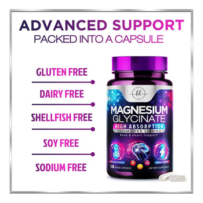 Suplemento De Magnesio Glicinato 1000 Mg Salud Osea Cardiaca Nervios Musculos