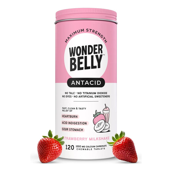 Antiácido Masticable Extra Fuerte Sabor Batido De Fresa 1000 Mg Carbonato De Calcio 120 Tabletas