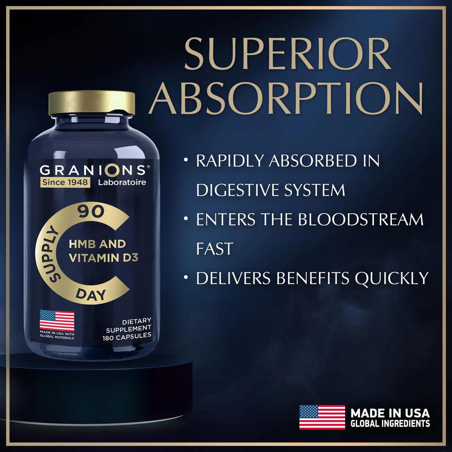 Vitamina D3 HMB 1000 Mg Suplemento Muscular Recuperación Y Crecimiento