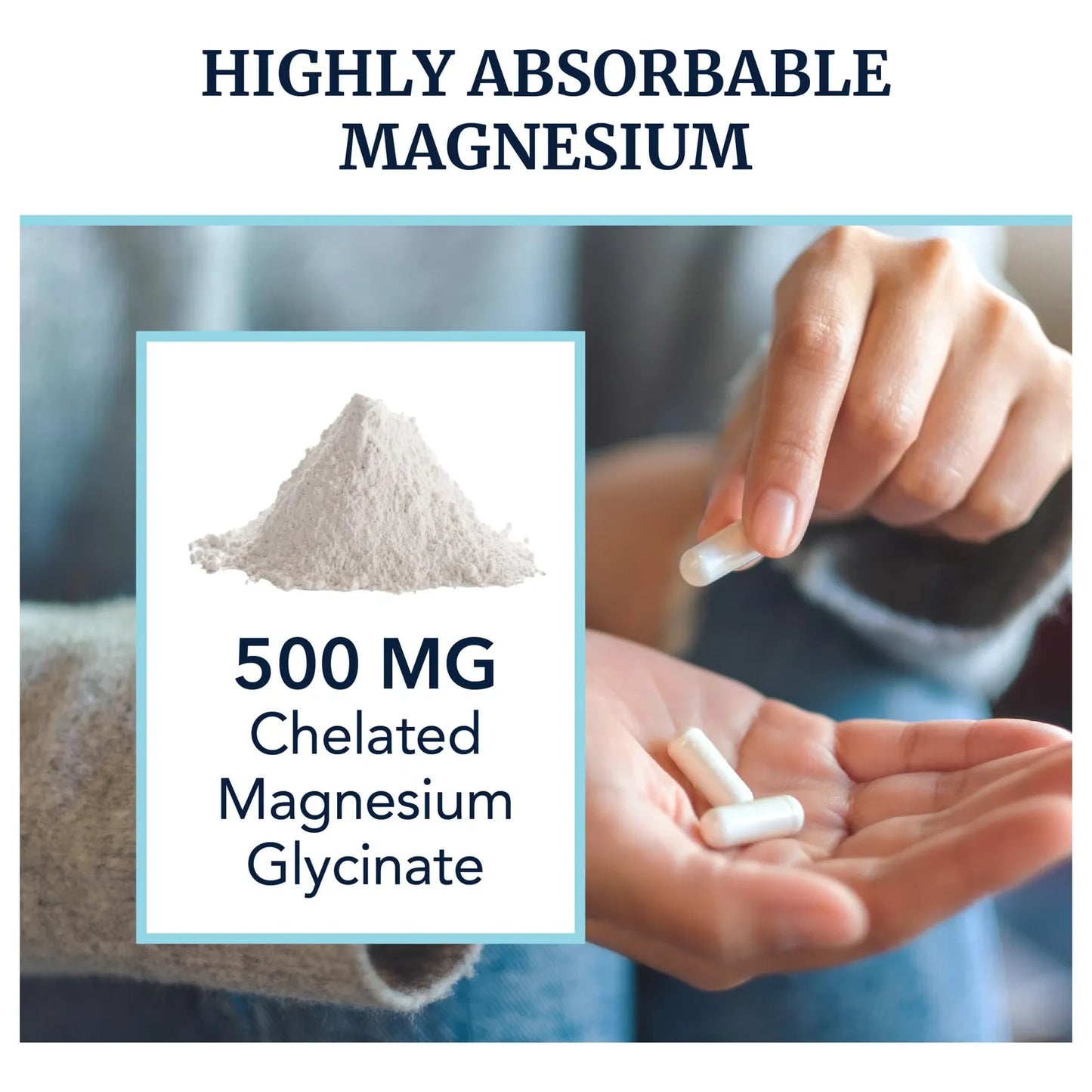 Glicinato De Magnesio 500 Mg Alta Absorción Relajación Muscular Y Sueño Profundo