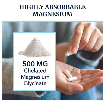 Glicinato De Magnesio 500 Mg Alta Absorción Relajación Muscular Y Sueño Profundo