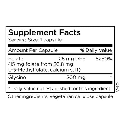 Cápsulas De 15 Mg De L-Metilfolato Activo 5-MTHF Para Estado De Ánimo Y Salud Cardiovascular