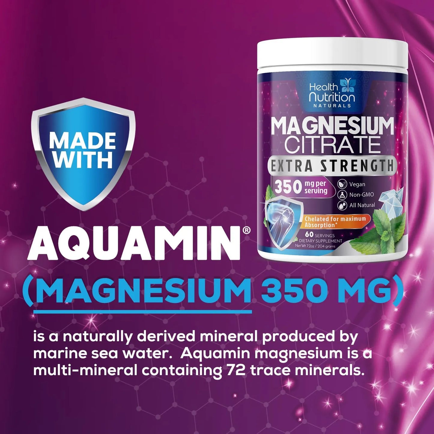 Polvo De Magnesio Citrato Sin Sabor Soporte Huesos Corazon Y Musculos