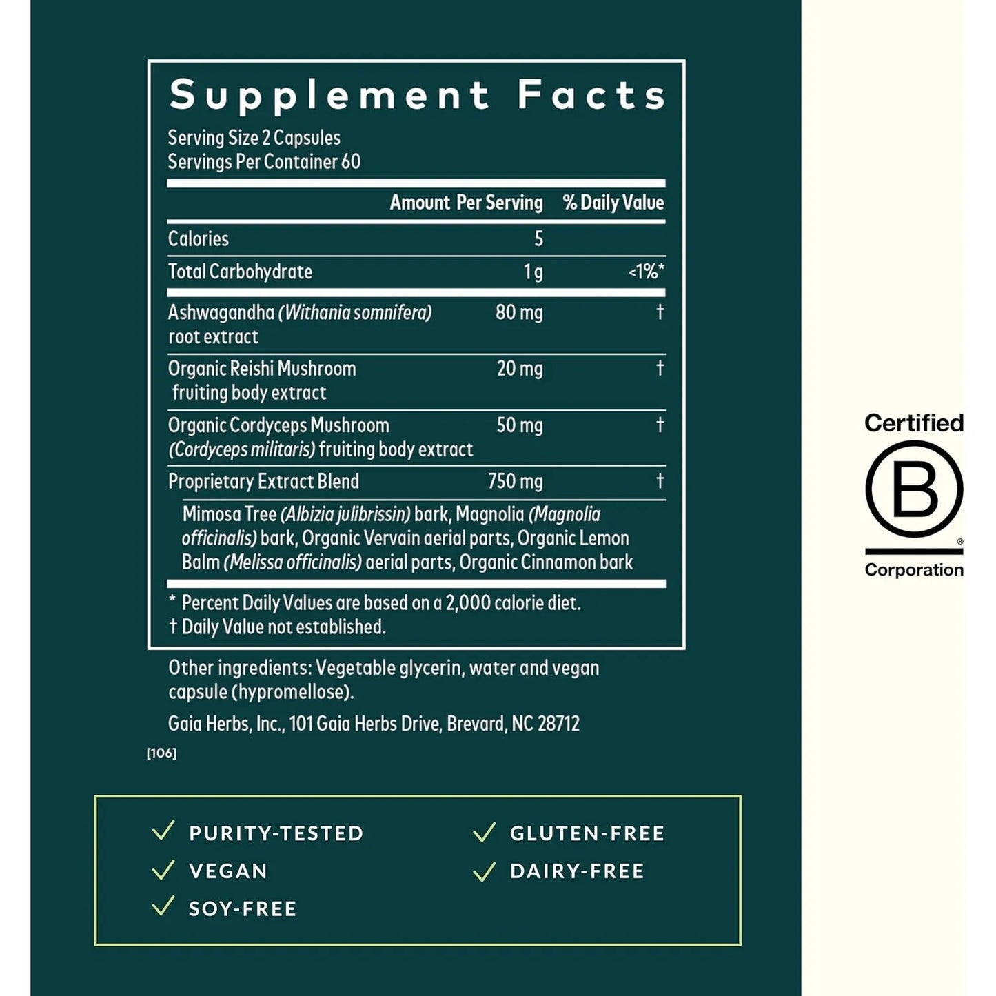 Suplemento Nocturno Restaurador Adrenal 30 Cápsulas Hierbas Naturales