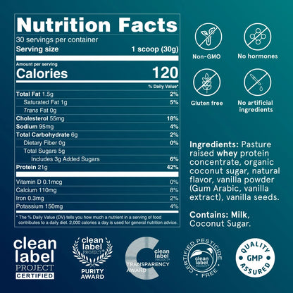 Proteina De Suero En Polvo Vainilla Bourbon 100 Natural Pura Para Musculo