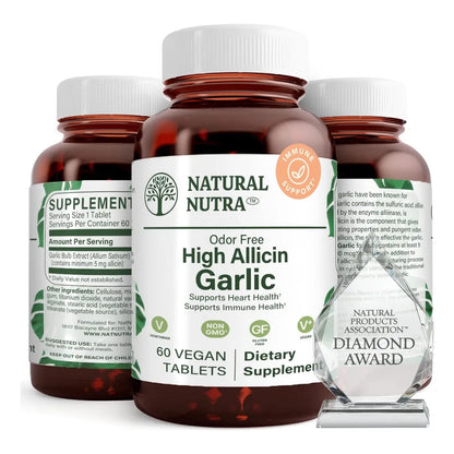 Suplemento De Ajo Natural Alto En Alicina 60 Tabletas Veganas Sabor Vainilla