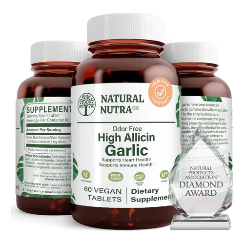 Suplemento De Ajo Natural Alto En Alicina 60 Tabletas Veganas Sabor Vainilla