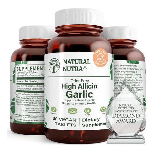 Suplemento De Ajo Natural Alto En Alicina 60 Tabletas Veganas Sabor Vainilla