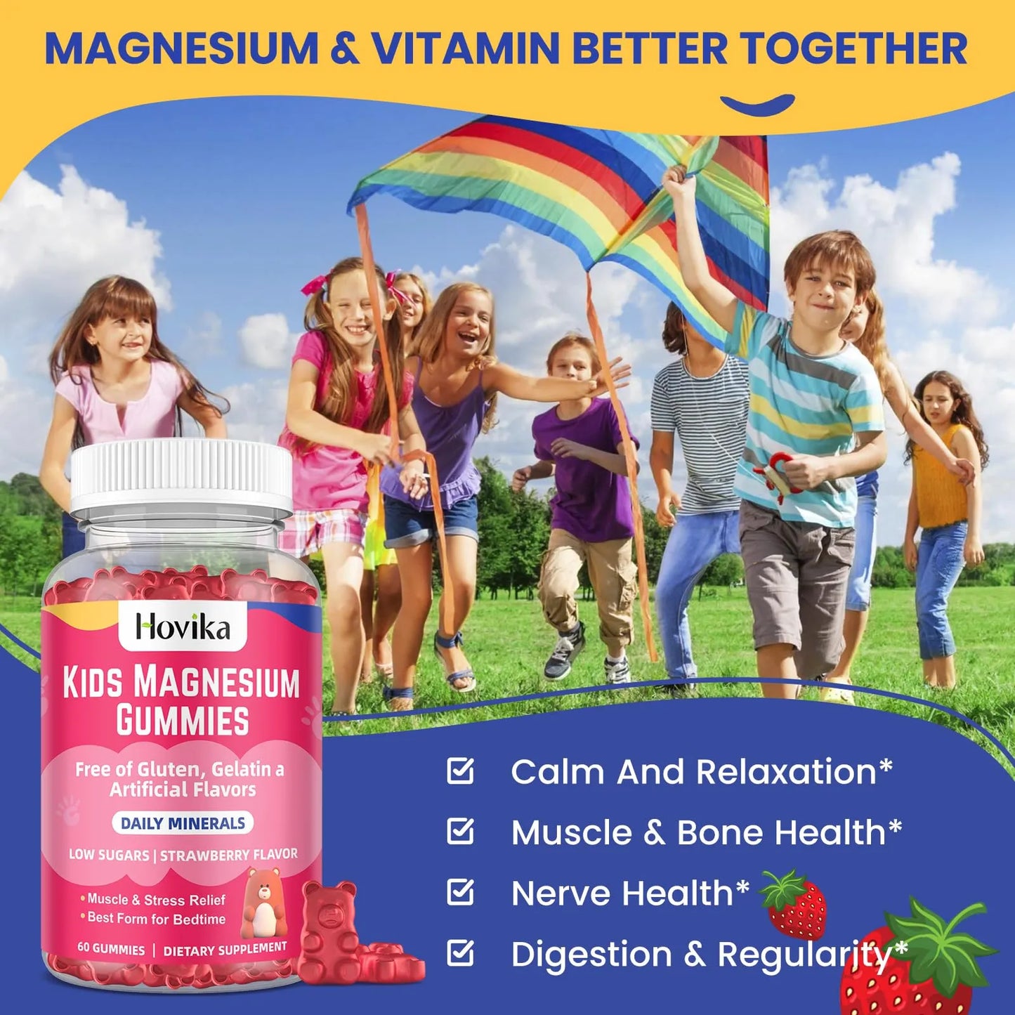 Gomitas De Magnesio Sabor Cítrico Para Niños Apoyo Nervioso Y Sueño Reparador