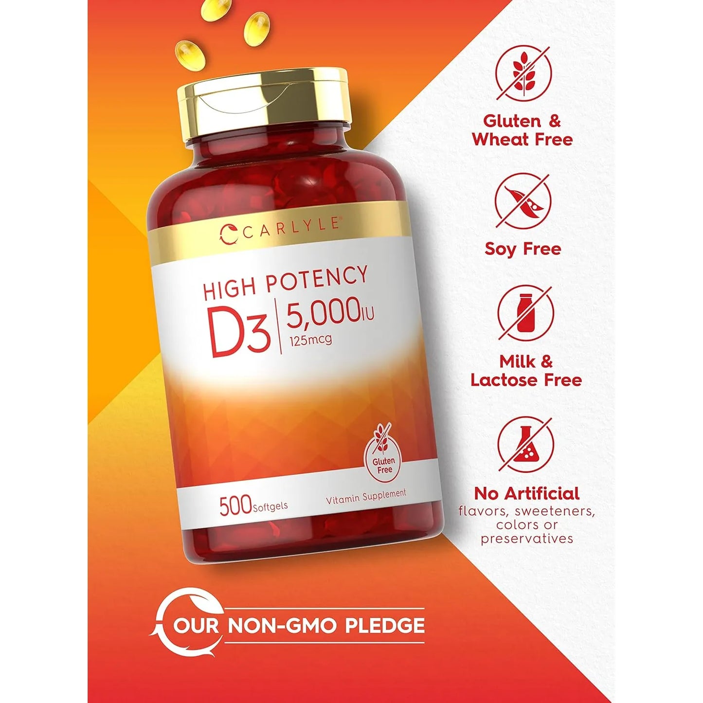 Vitamina D3 5000 Ui Carlyle Cápsulas Blandas Alta Potencia Sin Gluten - Imagen 5