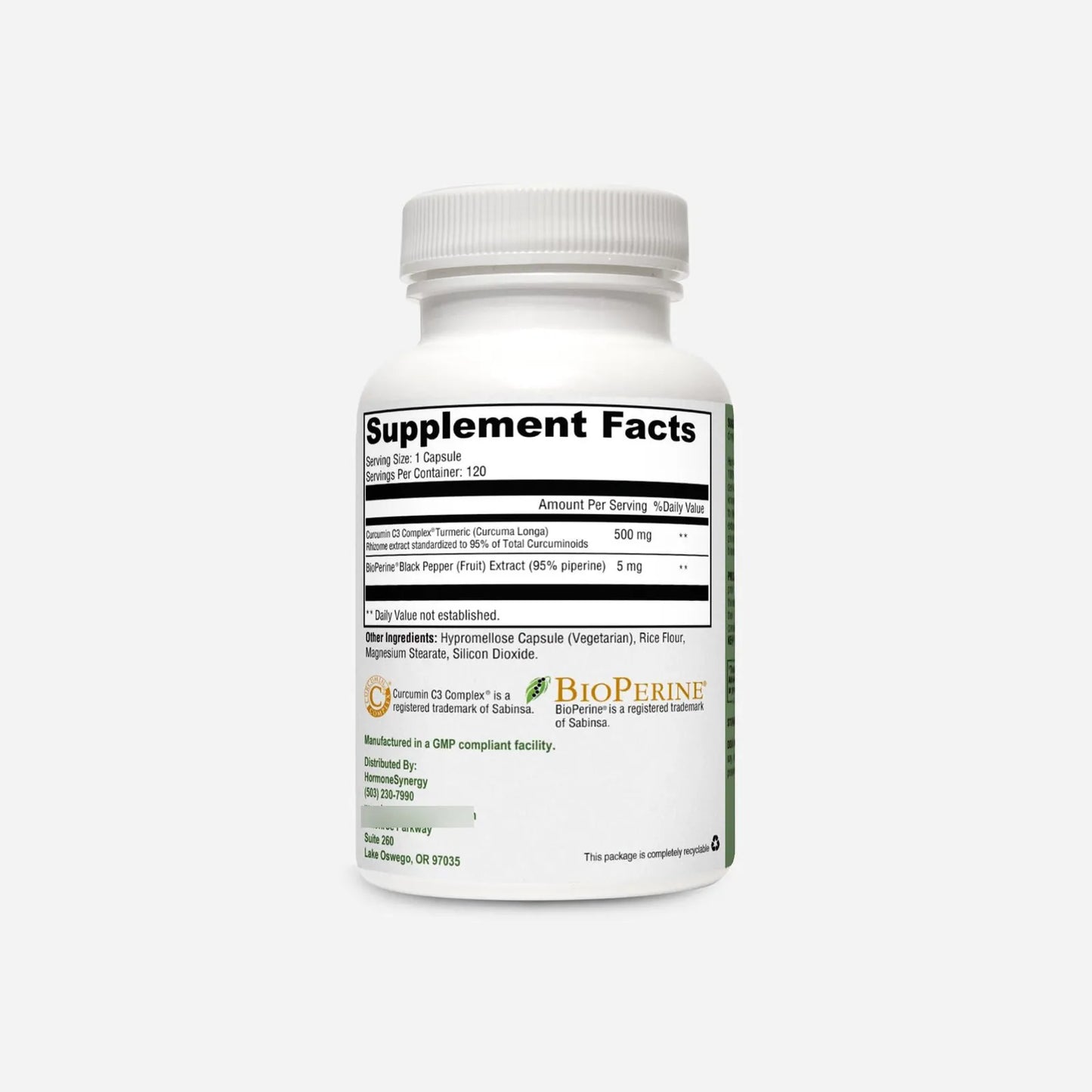 Curcumina C3 Complex Con Bioperine 120 Capsulas 500 Mg Ultra Potente