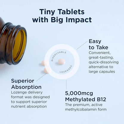 Vitamina B12 Metilcobalamina 5000 Mcg Suplemento Energía Vegano Sabor Bayas