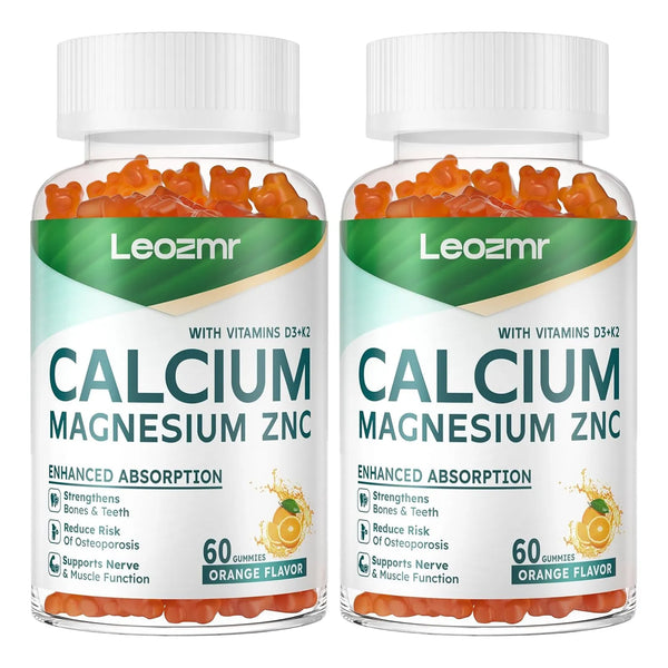 Gomitas De Calcio Magnesio Zinc Vitamina D3 K2 Alta Potencia Sabor Naranja 120 Unidades