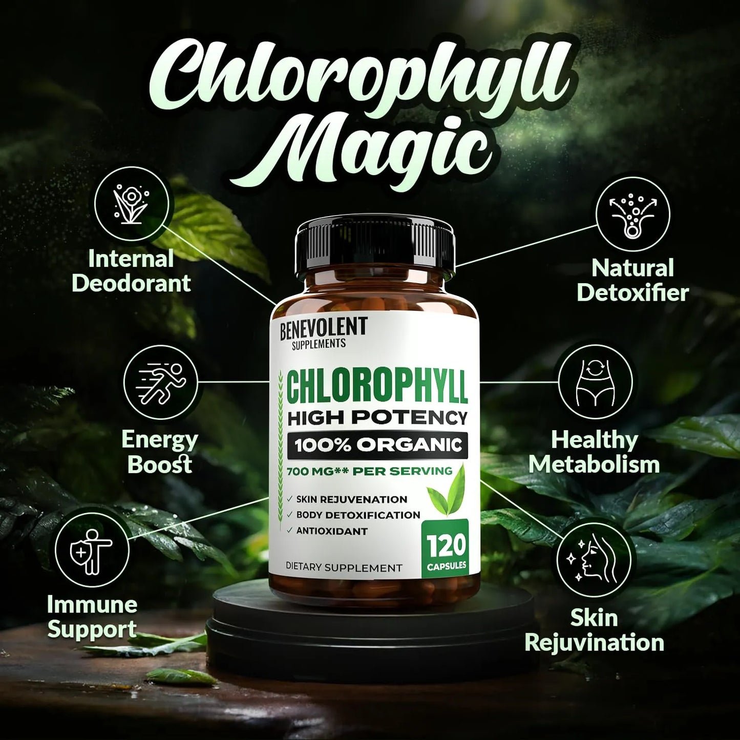 Capsulas De Clorofila 700 Mg Natural Alta Concentracion Energia Y Salud