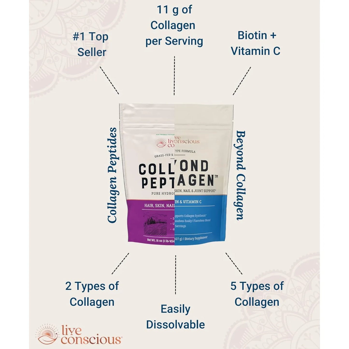 Polvo De Péptidos De Colágeno Hidrolizado Tipo I Y III Para Piel Cabello Y Articulaciones