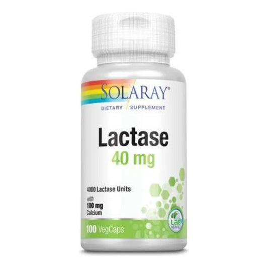 Capsulas De Lactasa 40 Mg 100 Unidades Solaray Digestión Sin Molestias