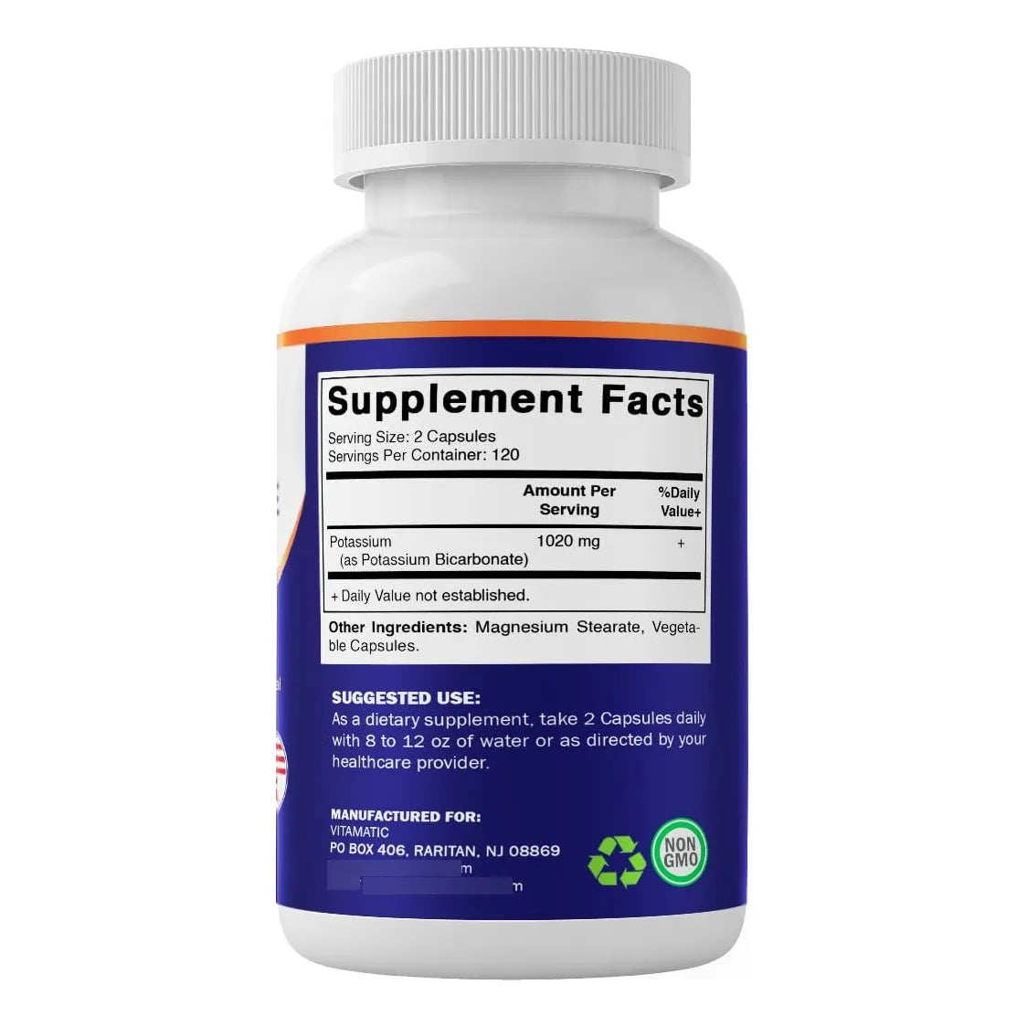 Suplemento De Potasio 1020 Mg 240 Cápsulas Vegetales Sin Gluten Y Sin OMG
