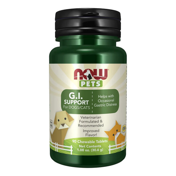 Suplemento Digestivo Para Mascotas NOW Pets G.I. Support 90 Tabletas Masticables
