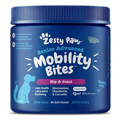 Zesty Paws Suplemento Articulaciones Perros Mayores Glucosamina Condroitina