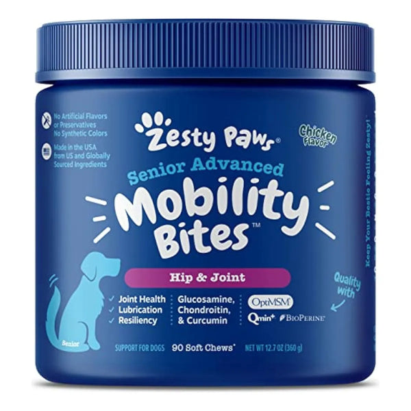 Zesty Paws Suplemento Articulaciones Perros Mayores Glucosamina Condroitina