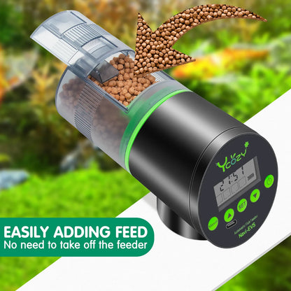 Alimentador Automático De Peces Recargable Con Cable Tipo C Dispensador Para Tanque Pequeño