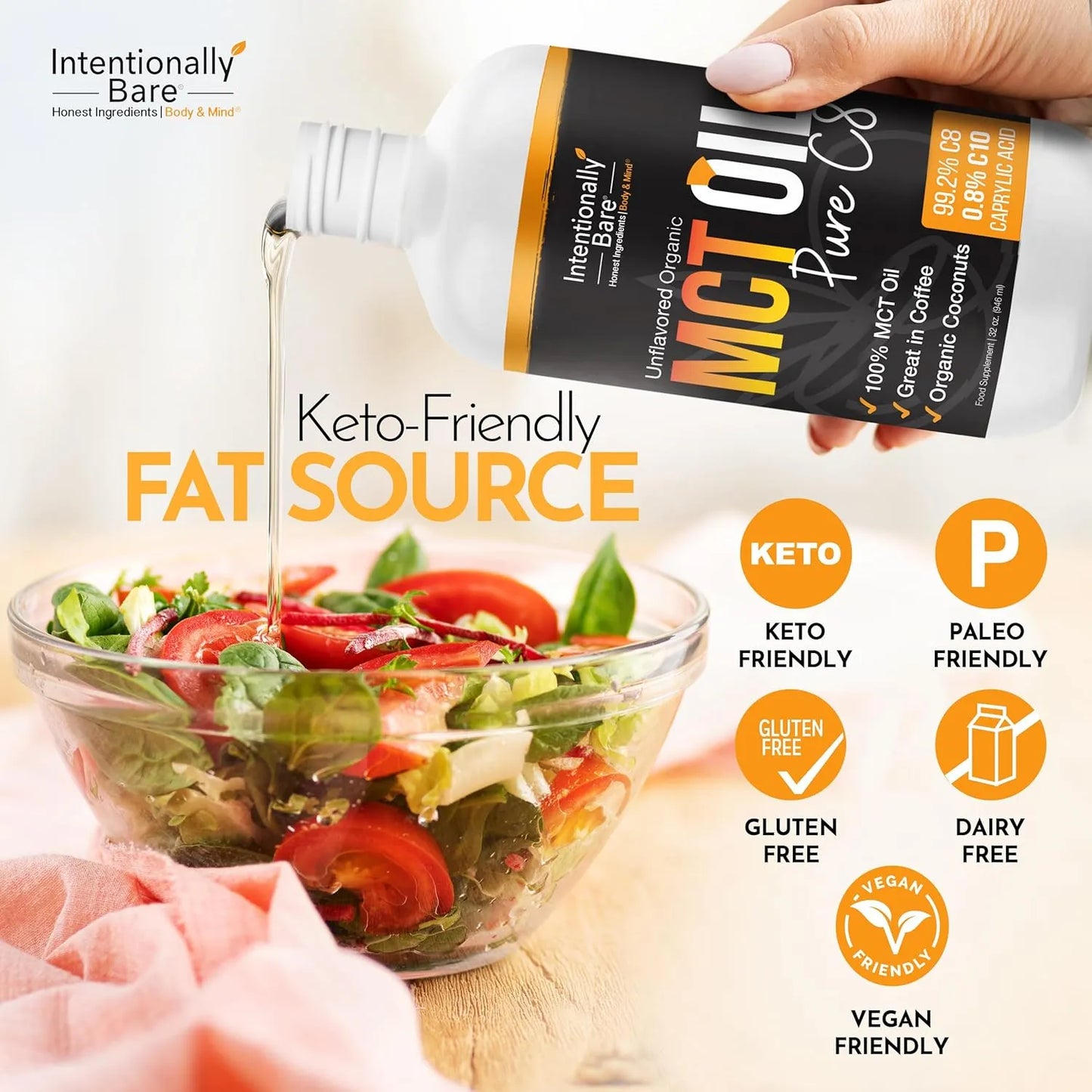 Aceite Mct C8 Orgánico Para Dietas Keto Y Veganas Energía Cerebral Instantánea
