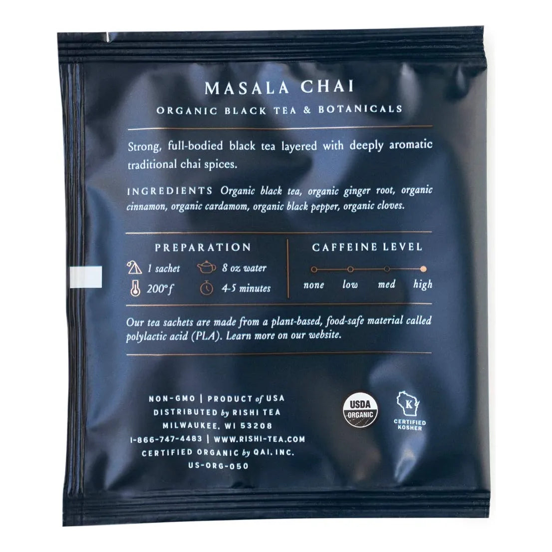 Té Negro Masala Chai Orgánico En Bolsitas 50 Unidades Energizante Y Aromatico