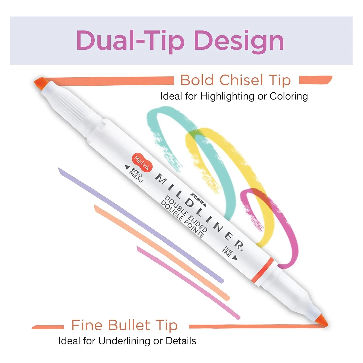 Resaltadores Zebra Mildliner Doble Punta 8 Colores Suaves Sin Manchas