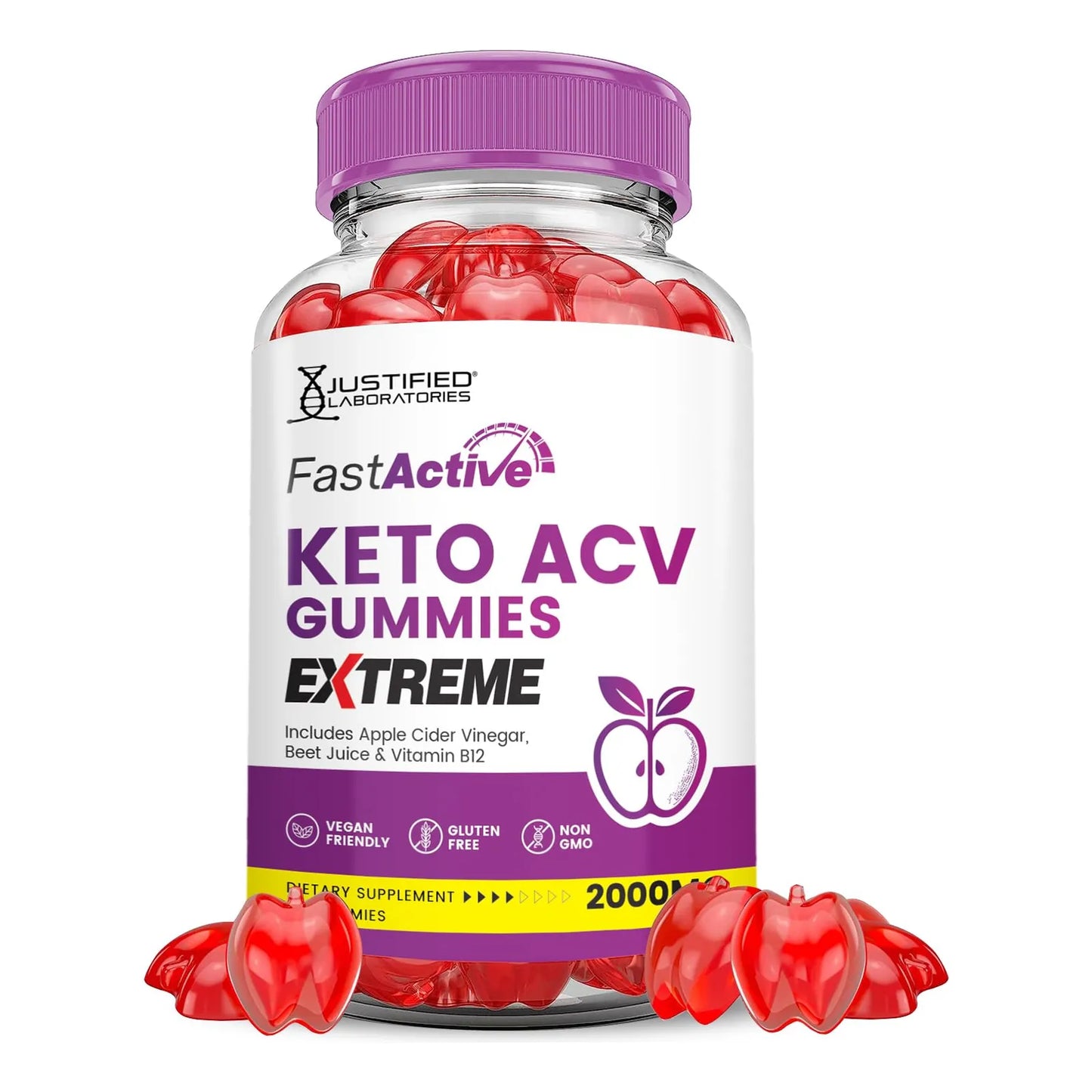 Gomitas Fast Active Keto ACV Extreme 2000 Mg Con Jugo De Granada Y Vitamina B12