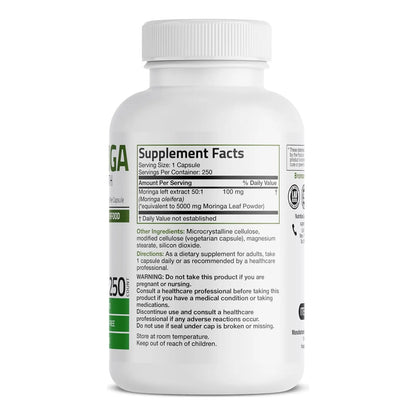 Moringa Oleifera 5000 Mg Extra Fuerza 250 Capsulas Superalimento Natural