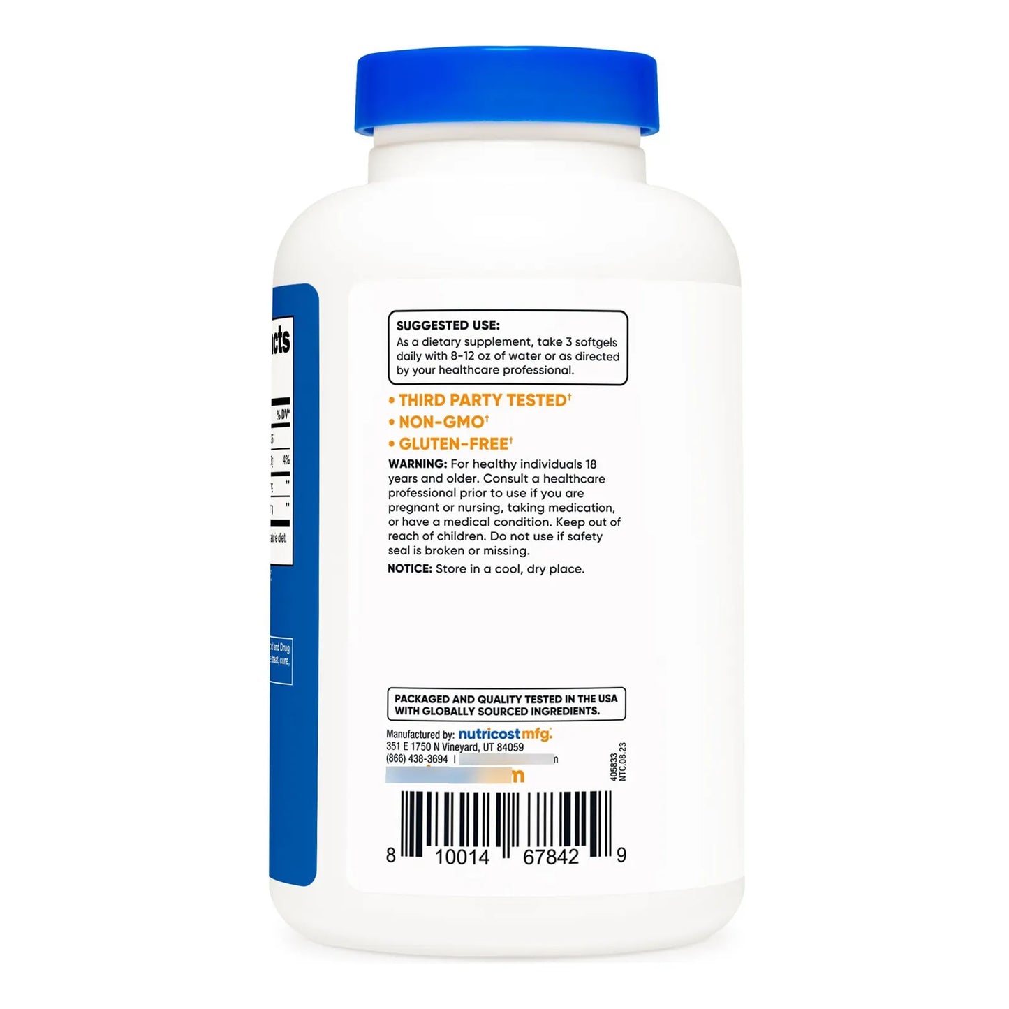 CLA Acido Linoleico Conjugado 2400 Mg 120 Capsulas Blandas Sin Gluten Y Sin Omg