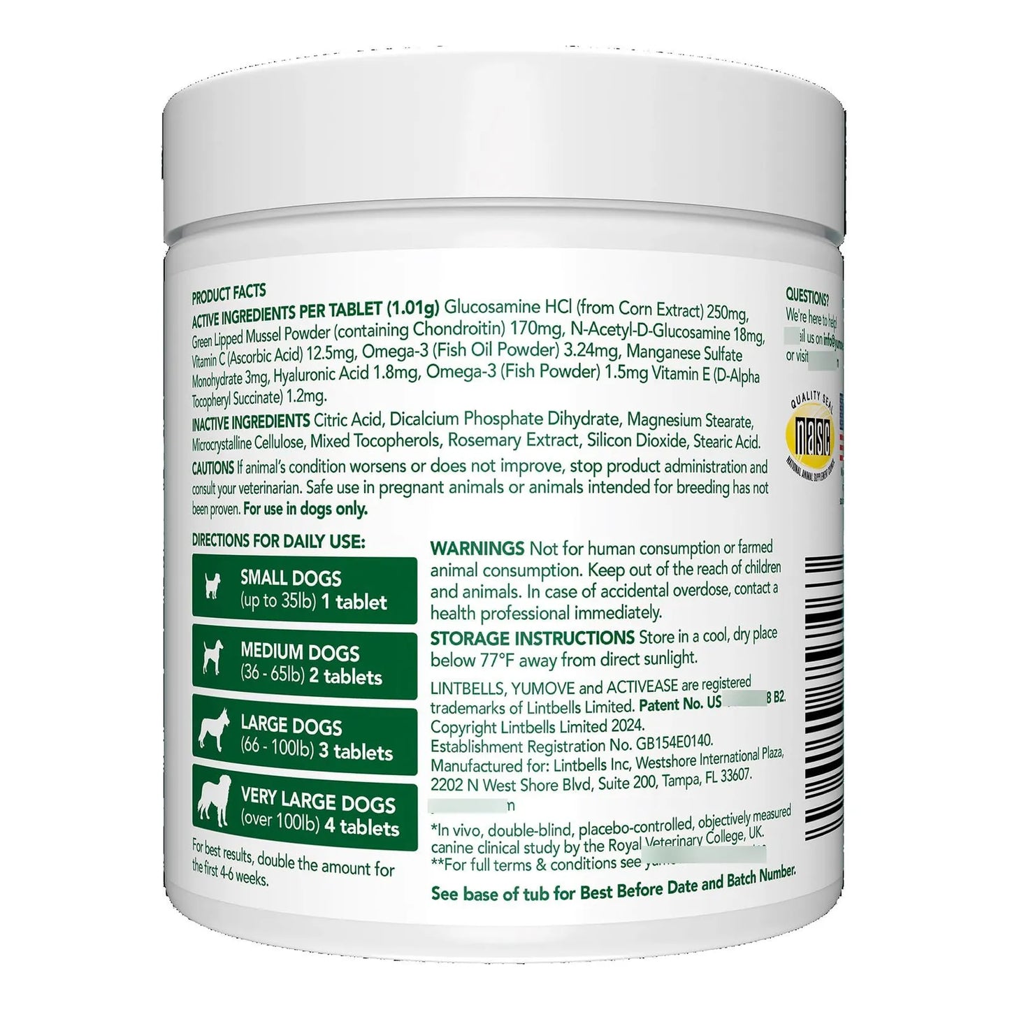 Suplemento Articular Para Perros Con Glucosamina Condroitina Omega 3 Mejillon Labios Verdes