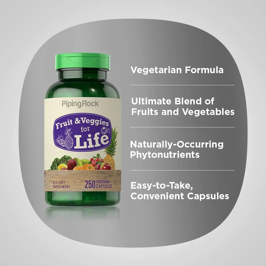 Capsulas De Frutas Y Verduras 250 Unidades Vitaminas Superalimentos Vegetariano Sin Gluten