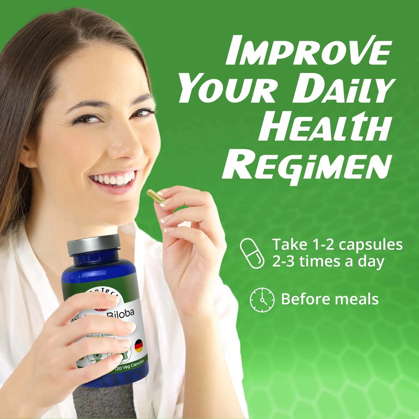 Ginkgo Biloba 120 Cápsulas Suplemento Memoria Concentración Antioxidantes