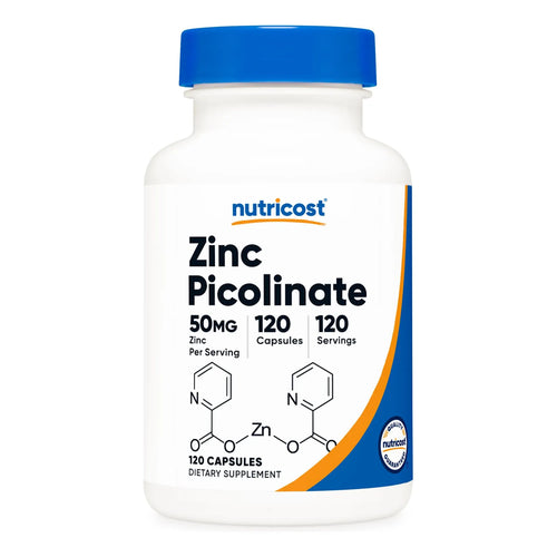 Picolinato De Zinc 50 Mg 120 Cápsulas Vegetarianas Alta Absorción Sin Gluten