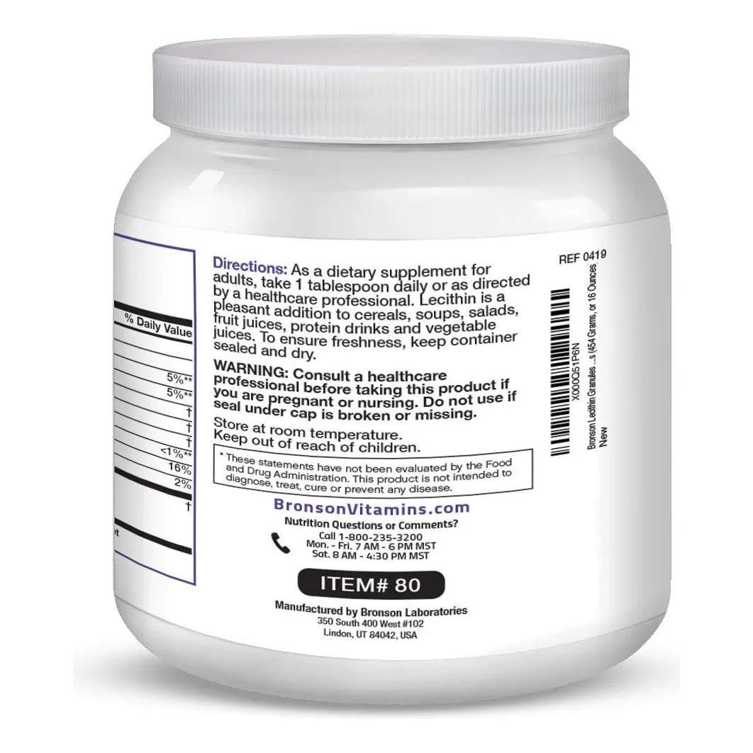 Lecitina En Polvo 7500 Mg Bronson Potencia Superior 1 Libra Beneficios Cerebro Y Corazon