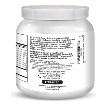 Lecitina En Polvo 7500 Mg Bronson Potencia Superior 1 Libra Beneficios Cerebro Y Corazon