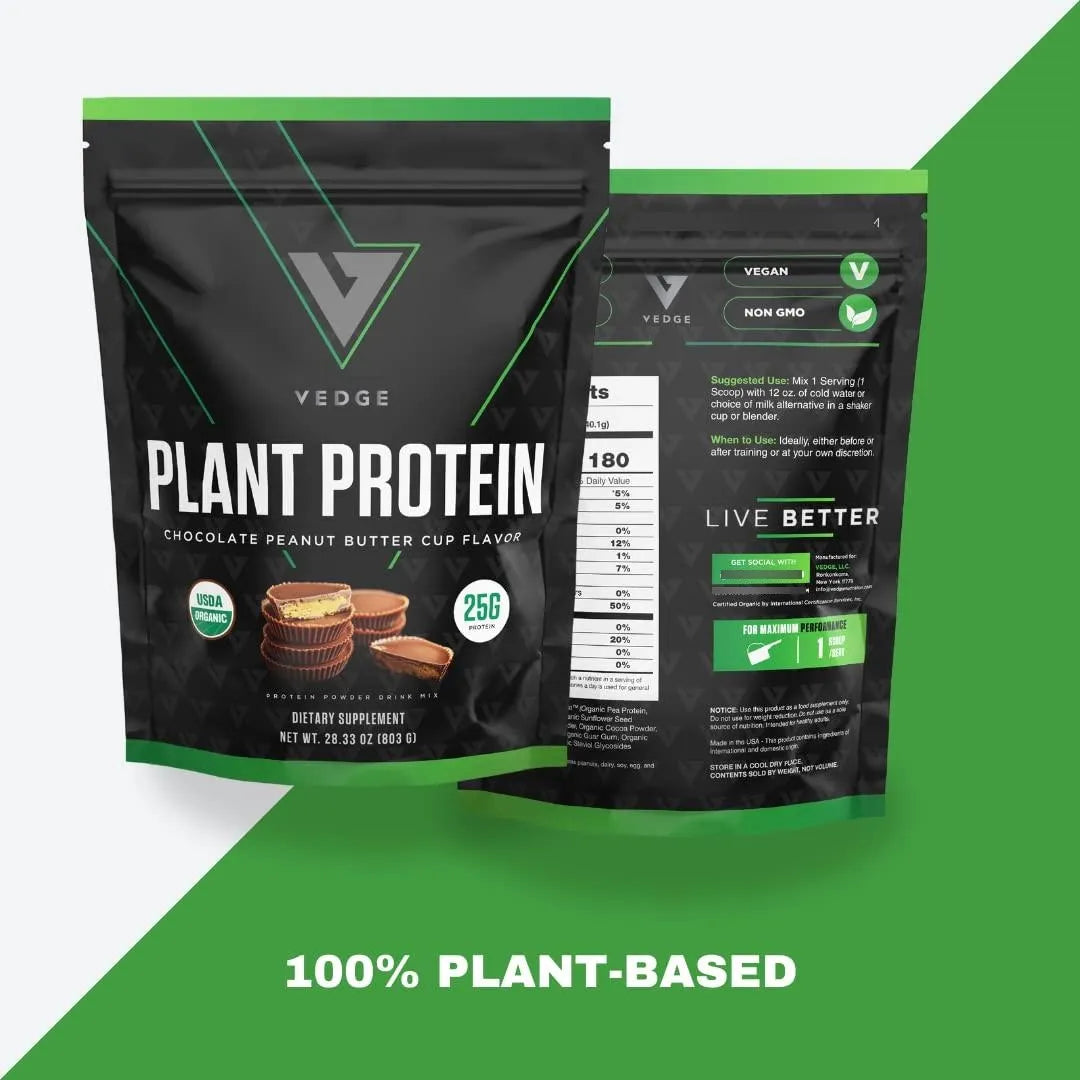 Proteína Vegana En Polvo Chocolate Mantequilla De Cacahuate 25 Porciones USDA Orgánica Sin Gluten