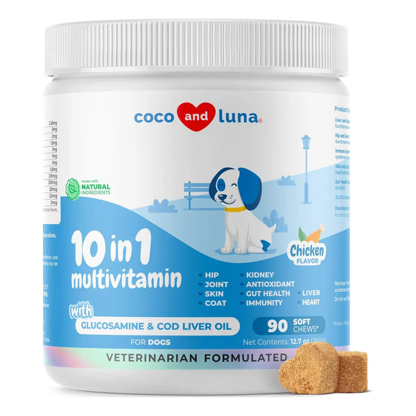 Multivitaminico 10 En 1 Para Perros 90 Masticables Salud Articular Y Piel