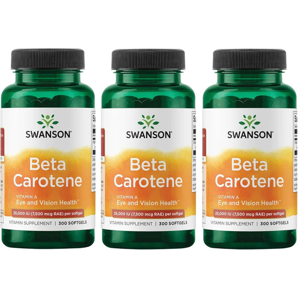 Betacaroteno Vitamina A 7500 Mcg 300 Capsulas Piel Ojo Sistema Inmunologico Swanson