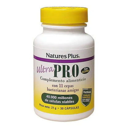 Natures Plus Ultra Probiotics Suplemento Digestivo 30 Cápsulas Vegetarianas Salud Intestinal