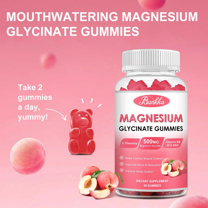 Gomitas De Glicinato De Magnesio 500 Mg Sin Azúcar Con Potasio Y Vitaminas