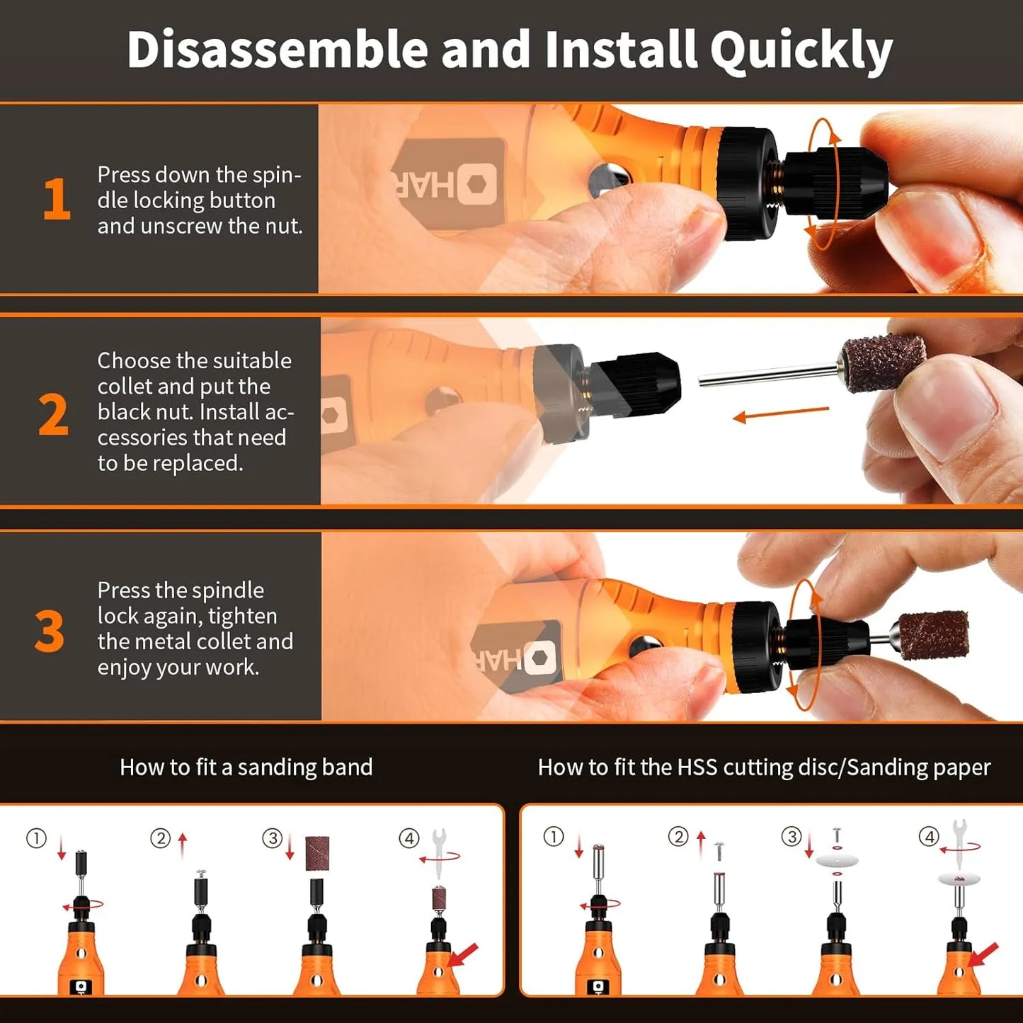 Kit Herramientas Rotativas Inalambricas 5 Velocidades 61 Accesorios Usb