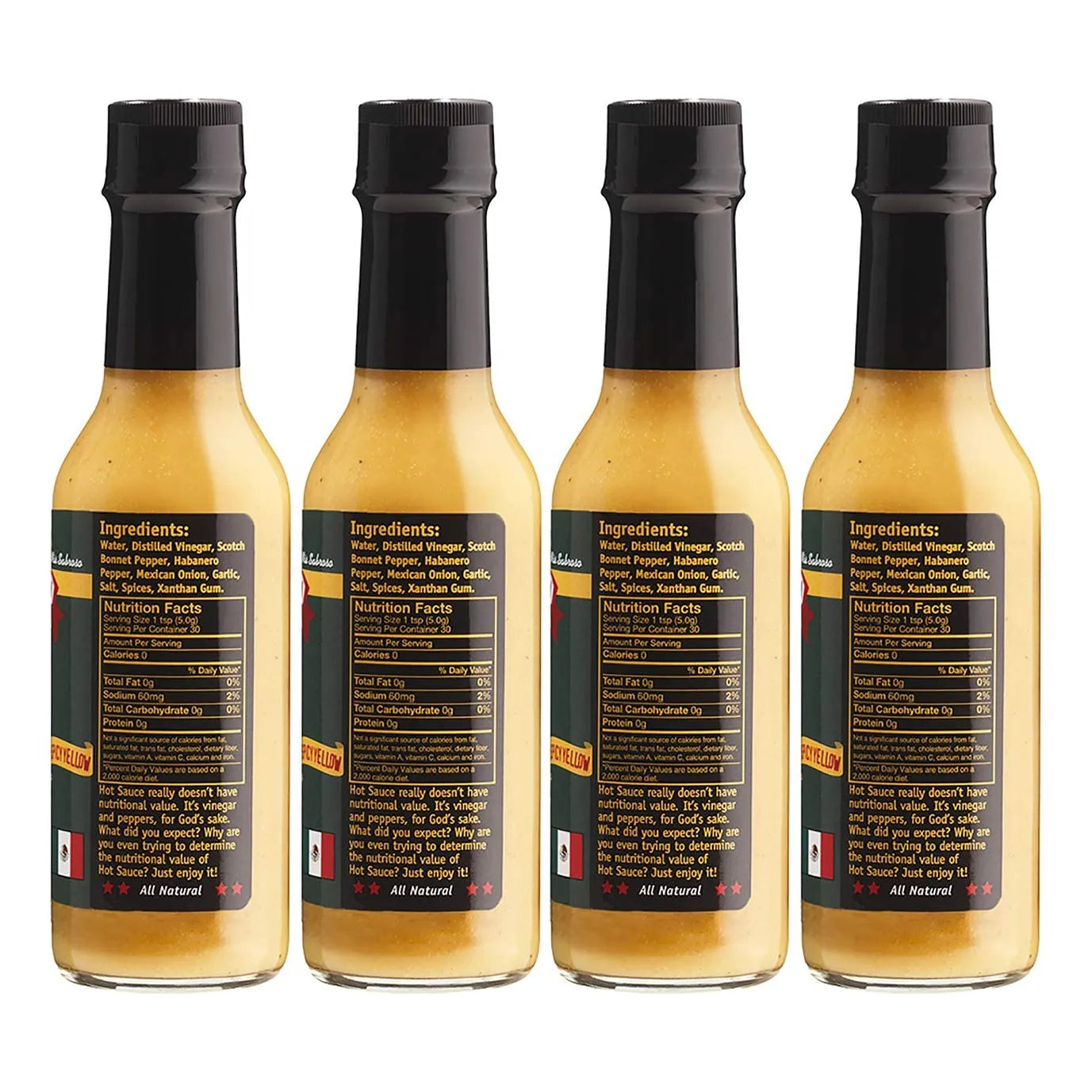 Salsa Picante Amarillo Fuego 148ml Pack X4 Natural Sin Gluten Vegano
