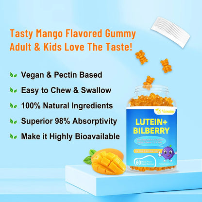 Gomitas De Luteína Y Zeaxantina 20 Mg Con Arándano Y Astaxantina Suplemento Ocular
