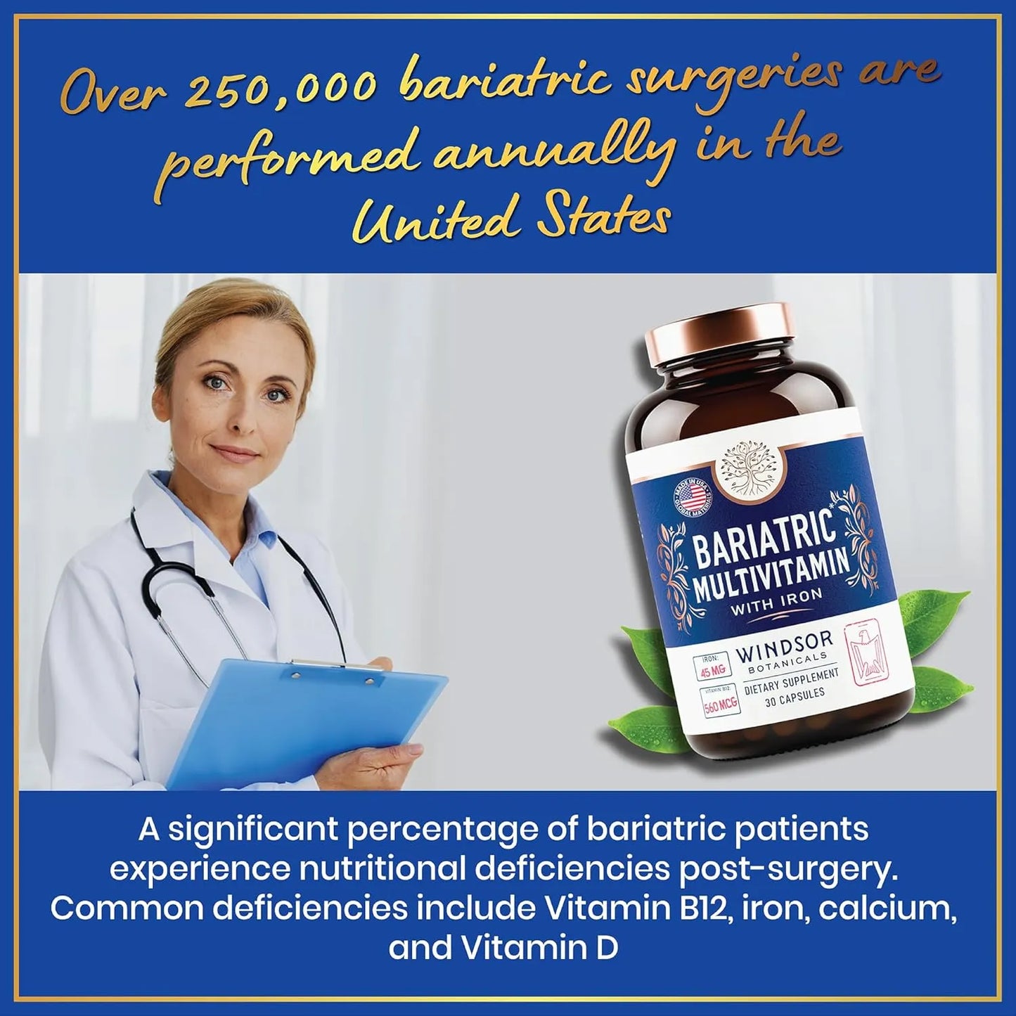 Multivitaminas Bariatricas Con Hierro 45 Mg Facil Absorcion Post Cirugia 30 Capsulas