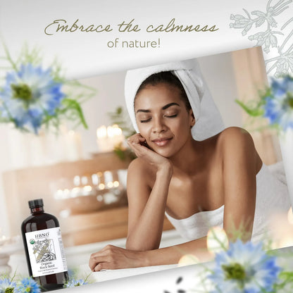 Aceite Organico De Semillas Negras 473 Ml Botella De Vidrio Prensado En Frio Certificado USDA