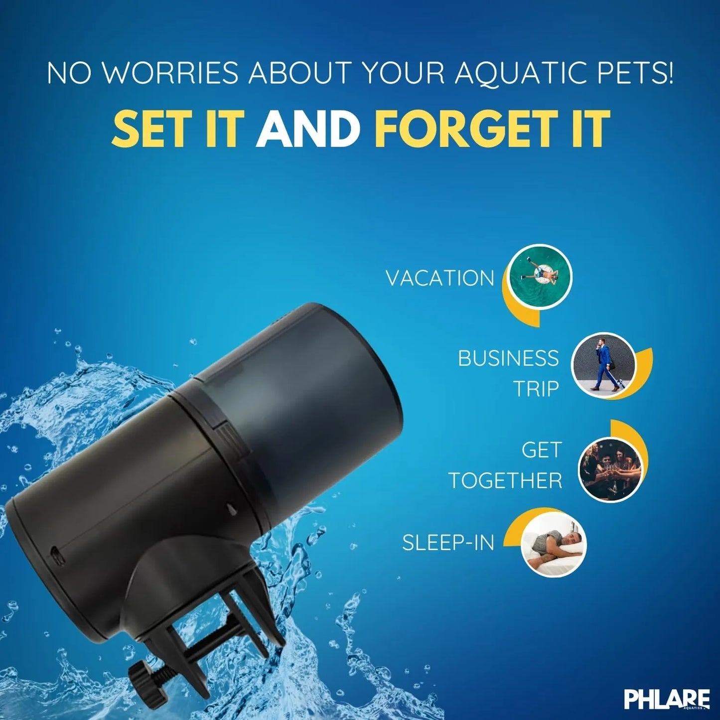 Alimentador Automático Recargable Para Peces 6.8 Fl Oz Programable Y Silencioso