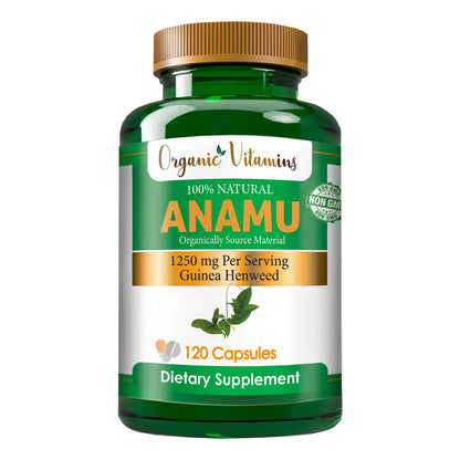 Vitaminas Orgánicas Anamu 1250mg 120 Cápsulas Cultivo Orgánico Eeuu