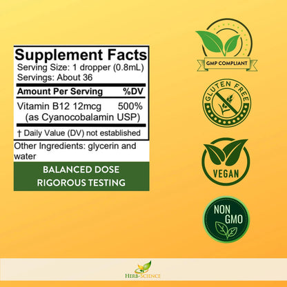 Vitamina B12 Liquida Sublingual Cianocobalamina Pura Sin Alcohol Energia Y Salud